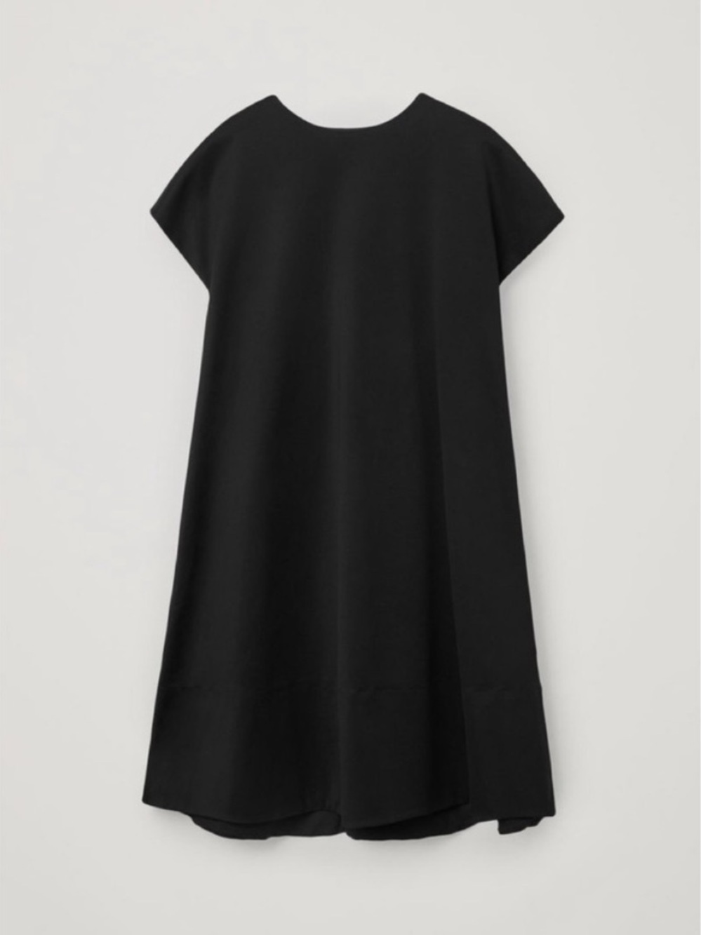 COS NWT Organic Cotton A-Line Reverse Tie Dress Mini Short Sleeve Black